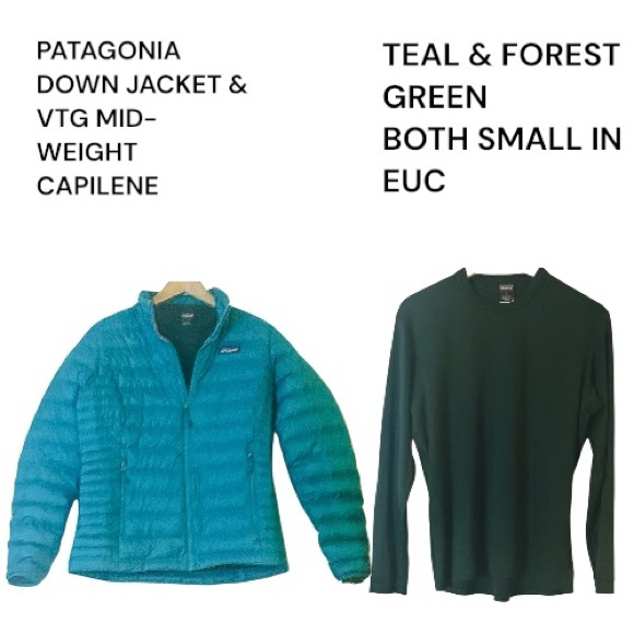 LOT OF 2 PATAGONIA WOMENS SMALL DOWN JACKET FULL ZIP & MID-WEIGHT CAPILENE CREW - Picture 9 of 10